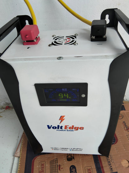 VoltEdge 12.8V 100Ah (1280wh) Lithium Power Bank with 3.2inch Display Screen (5 Years Warranty)